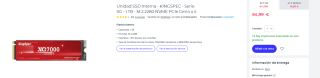 Disco duro Kingspec 1TB M.2 SSD 2280 NVMe PCIe Gen4x4 por 54,99€