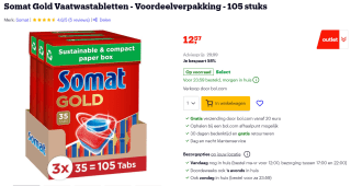 Somat Gold Vaatwastabletten Voordeelverpakking - 105 stuks voor €12,57 bij Bol.com