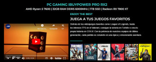 PC Gaming iBUYPOWER Pro RX1 con Ryzen 5 7600 de 32GB RAM DDR5 6000MHZ | 1TB SSD 7400MBS y Radeon RX 7800 XT por 999€