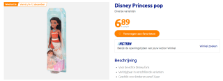 Verschillende Disney Princess poppen voor €6,89 bij Action