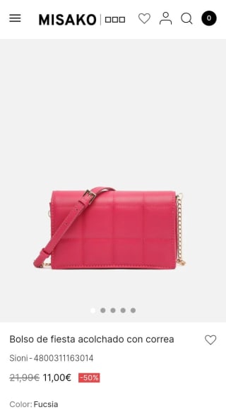 Bolso de fiesta acolchado con correa por 11€.