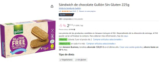 6 Unidades de Sándwich de chocolate Gullón Sin Gluten 225g por 9.34€
