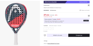 Pala de Padel Head Flash Woman LTD 2022 por 27.85€ (Cuenta Nueva 13.92€)