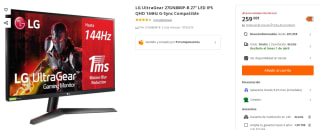 Monitor LG UltraGear 27GN800P-B 27" LED IPS QHD 144Hz G-Sync Compatible por 259€