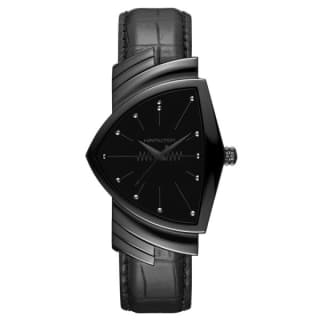 Montre Hamilton Ventura quartz acier PVD noir bracelet cuir noir à 717,50€