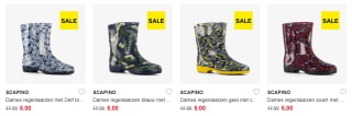 72% korting op geselecteerde dames regenlaarzen bij Scapino
