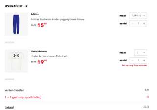 1+1 Gratis op a-merken sportkleding bij Scapino