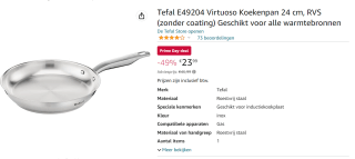 Tefal Virtuoso RVS koekenpan 24cm voor €23,99 bij Amazon.nl