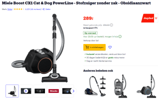 Korting op diverse stofzuigers bij Bol.
