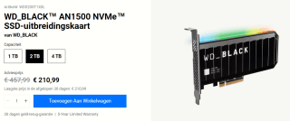 WD Black AN1500 2TB NVMe SSD uitbreidingskaart voor €210,99 bij Western Digital