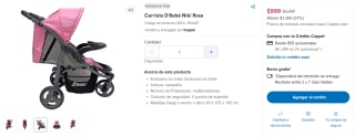 Carriola D'Bebé Niki Rosa por $999 en Coppel
