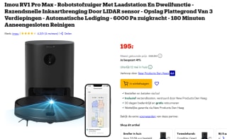 Imou RV1 Pro Max - Robotstofzuiger Met Laadstation En Dweilfunctie voor €195 bij Bol