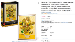 LEGO Art – Vincent van Gogh – Zonnebloemen – 31215 voor €150,55 bij Amazon