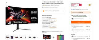 LG UltraGear 45GR95QE-B 44.5" OLED WQHD 240Hz G-Sync Compatible Curvo por 999,99€