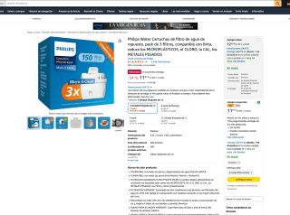 Philips Water Cartuchos de filtro de agua compatibles con Brita Maxtra Pack 3 por solo 11,87€