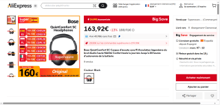 Casque sans fil Bose QuietComfort SC à 163,92€
