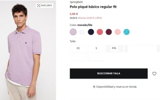 Polo piqué básico regular fit para Hombre Springfield por 5.99€