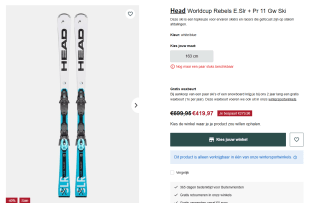 Head Worldcup Rebels E.Slr + Pr 11 Gw Ski's voor €419,97 bij Bever