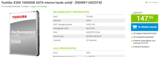 Toshiba X300 10000GB SATA interne harde schijf - [HDWR11AEZSTA] voor 147,95 bij Megekko