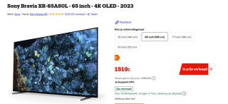 Sony Bravia XR-65A80L - 65 inch - 4K OLED - 2023 voor €1.519 bij Bol