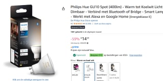 Philips Hue White GU10 voor €14,29 met Amazon prime