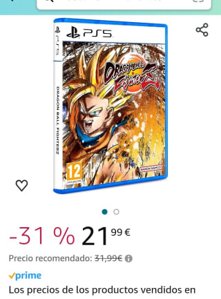 Dragon Ball FighterZ PS5 por 21,99€.