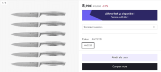 Set de 6 cuchillos profesionales de acero Cecotec por 6.03€