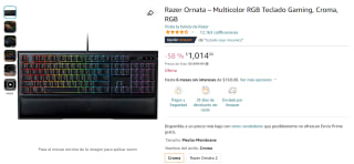 Teclado RGB Gamer Razer Ornata por $1,014 en Amazon