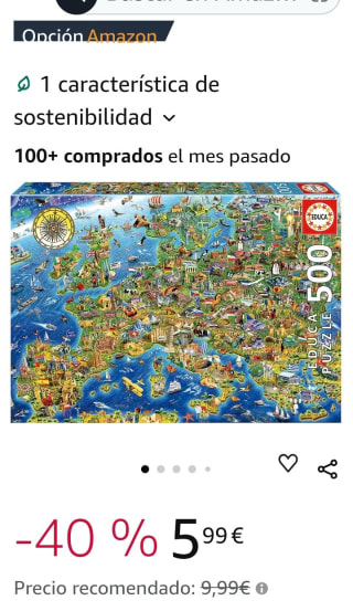 Educa Puzzle Mapa de Europa 500 piezas por 5,99€.