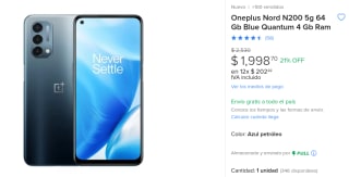 Oneplus Nord N200 64GB por $1,999 en Mercado Libre