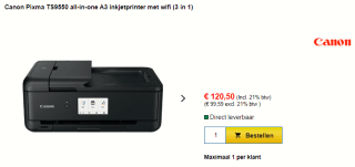 Canon PIXMA TS9550 BK printer voor €124,50 bij 123inkt