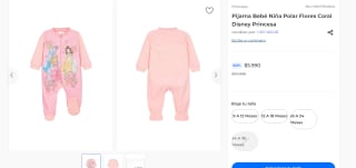 Pijama Bebé Niña Polar Flores Coral Disney Princesa por $5.990