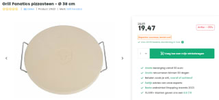 Grill Fanatics pizzasteen 38 cm voor €19,47 bij Toppy