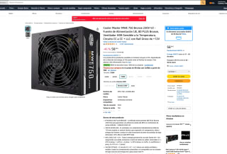 Fuente Cooler Master MWE 750 Bronze 230V V2 de Alimentación UE 80 PLUS Bronze por 56,43€