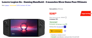 Lenovo Legion Go AMD Ryzen Z1 Extreme Handheld Gaming PC voor €529,92 bij Bol