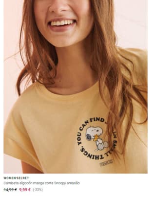 Ofertas en productos licencia oficial Snoopy desde 7,99€ Women'secret