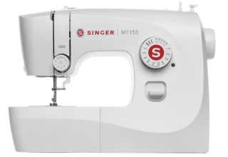 Máquina de coser marca Singer modelo M1155, Full size, 14 tipos puntadas, Ojalado automático, Blanco