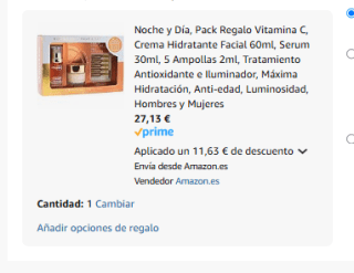 Noche y Día, Pack Regalo Vitamina C, Crema Hidratante Facial 60ml, Serum 30ml, 5 Ampollas 2ml por 27,13€