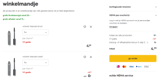 1+1 gratis op alle mascara bij HEMA