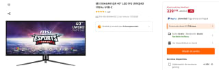 Monitor MSI MAG401QR 40" LED IPS UWQHD 155Hz USB-C por 339€