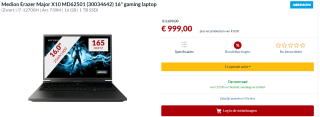 Medion Erazer Major X10 MD62501 voor €999 bij Alternate