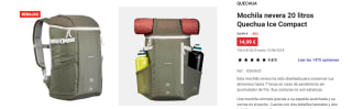 Mochila nevera 20 litros Quechua Ice Compact por 14,99€
