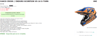 Casco de Moto Cross/enduro Scorpion VX-16 Air X-Turn por 89€