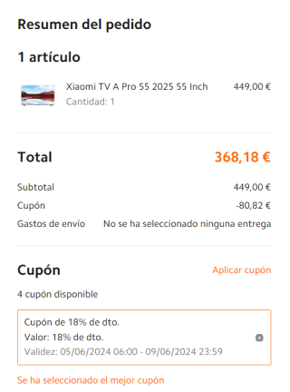 TV QLED 55" Xiaomi A PRO 2025 55, QLED 4K, Smart TV por 368,18€