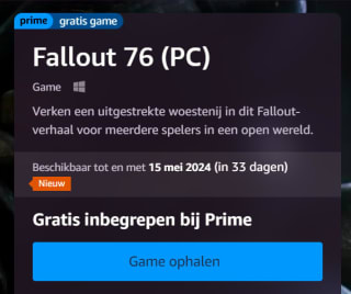 Fallout 76 gratis te claimen bij Amazon prime gaming
