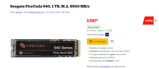 Seagate FireCuda 540 1TB SSD voor €139,95 bij Bol
