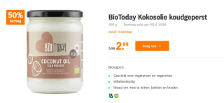 BioToday Kokosolie koudgeperst 400 g voor €2,99 bij de AH