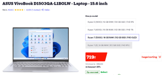ASUS VivoBook D1503QA-L1BOLW - Laptop - 15.6 inch voor €719 bij Bol.com