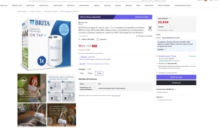 3 Unidades BRITA Filtro de Agua On Tap V con Sistema BRITA On Tap Filtra hasta 600L por solo 32,83€