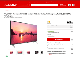 TV LED 40" Thomson 40FE5606 Android TV Dolby Audio por 179€